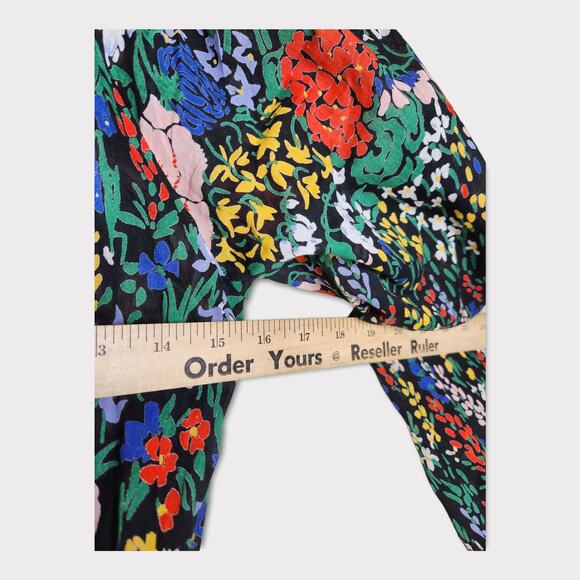 NEW Banjanan Women's Vivian Floral Smocked Cotton Blouse XS Colorful Cottagecore - Picture 7 of 9